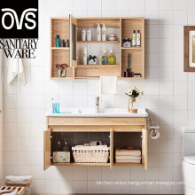 Economic OEM Bathroom Vanity Mirrored Wall Hung Bathroom Cabinet White Basin
